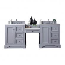 James Martin Vanities 825-V82-SL-DU-CLW - De Soto 82'' Double Vanity Set, Silver Gray w/ Makeup Table, 3 CM Classic White Quartz T