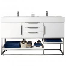 James Martin Vanities 983-V59D-GW-BN - Columbia 59'' Double Vanity Cabinet, Glossy White, Brushed Nickel