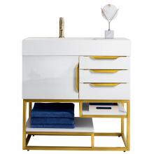 James Martin Vanities 983-V36-GW-RG - Columbia 36'' Single Vanity Cabinet, Glossy White, Radiant Gold