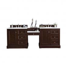 James Martin Vanities 825-V94-BNM-DU-CLW - De Soto 94'' Double Vanity Set, Burnished Mahogany w/ Makeup Table, 3 CM Classic White Q