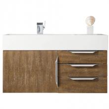 James Martin Vanities 983-V36-W-LO-N-GW - Columbia 36'' Single Wall Mount Vanity, Latte Oak, Brushed Nickel w/ Glossy White Compos