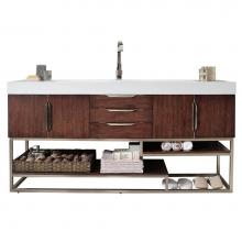 James Martin Vanities 388-V72S-CFO-BN-GW - Columbia 72'' Single Vanity, Coffee Oak w/ Glossy White Composite Top