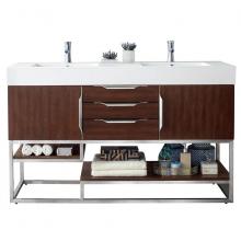 James Martin Vanities 388-V59D-CFO-BN-GW - Columbia 59'' Double Vanity, Coffee Oak w/ Glossy White Composite Stone Top