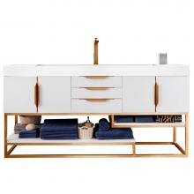 James Martin Vanities 983-V72S-GW-RG-GW - Columbia 72'' Single Vanity, Glossy White, Radiant Gold w/ Glossy White Composite Stone