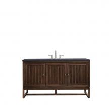 James Martin Vanities E645-V60S-MCA-3CSP - Athens 60'' Single Vanity Cabinet , Mid Century Acacia, w/ 3 CM Charcoal Soapstone Quart