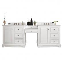 James Martin Vanities 825-V94-BW-DU-WZ - De Soto 94'' Double Vanity Set, Bright White w/ 3 CM White Zeus Quartz Top