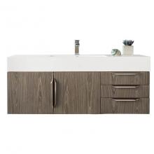 James Martin Vanities 983-V48-W-AG-N-GW - Columbia 48'' Single Wall Mount Vanity, Ash Gray, Brushed Nickel w/ Glossy White Composi