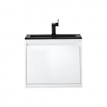 James Martin Vanities 801V23.6GWCHB - Milan 23.6'' Single Vanity Cabinet, Glossy White w/Charcoal Black Composite Top