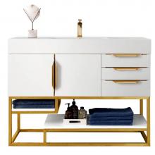 James Martin Vanities 983-V48-GW-RG-GW - Columbia 48'' Single Vanity, Glossy White, Radiant Gold w/ Glossy White Composite Stone