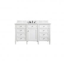 James Martin Vanities 655-V60S-BW-3ENC - Brittany 60'' Single Vanity, Bright White w/ 3 CM Ethereal Noctis Quartz Top