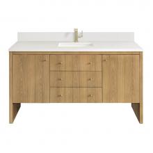 James Martin Vanities 435-V60S-LNO-1WZ - Hudson 60'' Single Vanity, Light Natural Oak w/ Single Hole 3 CM White Zeus Top & Ba