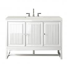 James Martin Vanities E645-V48-GW-3LDL - Athens 48'' Single Vanity, Glossy White w/ 3 CM Lime Delight Quartz Top