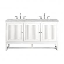 James Martin Vanities E645-V60D-GW-3VSL - Athens 60'' Double Vanity, Glossy White w/ 3 CM Victorian Silver Quartz Top