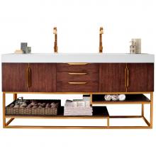 James Martin Vanities 388-V72D-CFO-RG-GW - Columbia 72'' Double Vanity, Coffee Oak, Radiant Gold w/ Glossy White Composite Top