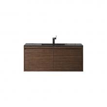 James Martin Vanities 801V47.3WLTCHB - Milan 47.3'' Single Vanity Cabinet, Mid Century Walnut w/Charcoal Black Composite Top