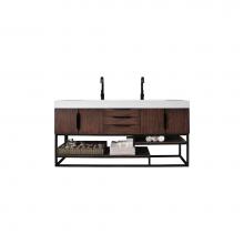 James Martin Vanities 388-V72D-CFO-MB-GW - Columbia 72'' Double Vanity, Coffee Oak, Matte Black w/ Glossy White Composite Top