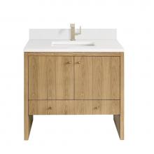 James Martin Vanities 435-V36-LNO-1WZ - Hudson 36'' Single Vanity, Light Natural Oak w/ Single Hole 3 CM White Zeus Top & Ba