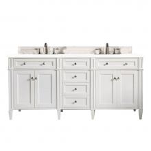 James Martin Vanities 650-V72-BW-3WZ - Brittany 72'' Bright White Double Vanity w/ 3 CM White Zeus Quartz Top