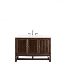 James Martin Vanities E645-V48-MCA-3CLW - Athens 48'' Single Vanity Cabinet, Mid Century Acacia, w/ 3 CM Classic White Quartz Top