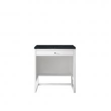 James Martin Vanities E645-DU30-GW-3CSP - Athens 30''  Countertop  Unit (makeup counter), Glossy White w/ 3 CM Charcoal Soapstone