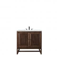 James Martin Vanities E645-V36-MCA-3AF - Athens 36'' Single Vanity Cabinet, Mid Century Acacia, w/ 3 CM Arctic Fall Solid Surface