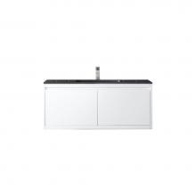 James Martin Vanities 801V47.3GWCHB - Milan 47.3'' Single Vanity Cabinet, Glossy White w/Charcoal Black Composite Top