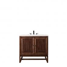 James Martin Vanities E645-V36-MCA-3CLW - Athens 36'' Single Vanity Cabinet, Mid Century Acacia, w/ 3 CM Classic White Quartz Top