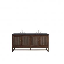 James Martin Vanities E645-V72-MCA-3CSP - Athens 72'' Double Vanity Cabinet, Mid Century Acacia, w/ 3 CM Charcoal Soapstone Quartz