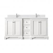 James Martin Vanities 825-V72-BW-1WZ - De Soto 72'' Double Vanity, Bright White w/ Single Hole 3 CM White Zeus Quartz Top &