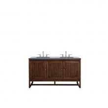 James Martin Vanities E645-V60D-MCA-3CSP - Athens 60'' Double Vanity Cabinet, Mid Century Acacia, w/ 3 CM Charcoal Soapstone Quartz