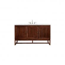 James Martin Vanities E645-V60S-MCA-3ENC - Athens 60'' Single Vanity Cabinet , Mid Century Acacia, w/ 3 CM Ethereal Noctis Top