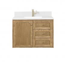 James Martin Vanities 545-V36-LNO-1WZ - Laurent 36'' Single Vanity, Light Natural Oak w/ Single Hole 3 CM White Zeus Top & B