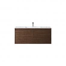 James Martin Vanities 801V47.3WLTGW - Milan 47.3'' Single Vanity Cabinet, Mid Century Walnut w/Glossy White Composite Top