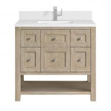 James Martin Vanities 330-V36-WWO-1WZ - Breckenridge 36'' Single Vanity, Whitewashed Oak w/ Single Hole 3CM White Zeus Quartz To