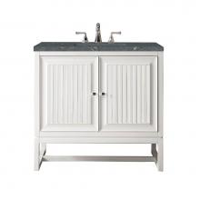 James Martin Vanities E645-V36-GW-3PBL - Athens 36'' Single Vanity, Glossy White w/ 3 CM Parisien Bleu Quartz Top