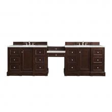 James Martin Vanities 825-V118-BNM-DU-ESR - De Soto 118'' Double Vanity Set, Burnished Mahogany w/ Makeup Table, 3 CM Eternal Serena