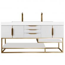 James Martin Vanities 983-V72D-GW-RG-GW - Columbia 72'' Double Vanity, Glossy White, Radiant Gold w/ Glossy White Composite Stone