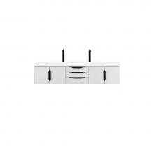 James Martin Vanities 983-V72D-W-GW-B-GW - Columbia 72'' Double Wall Mount Vanity, Glossy White, Matte Black w/ Glossy White Compos