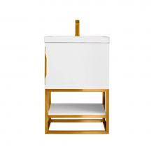 James Martin Vanities 883-V24-GW-RG-WG - Columbia 24'' Single Vanity, Glossy White, Radiant Gold w/ White Glossy Composite Stone