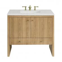 James Martin Vanities 435-V36-LNO-3LDL - Hudson 36'' Single Vanity, Light Natural Oak w/ 3 CM Lime Delight Top