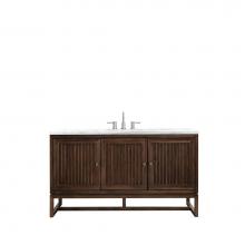 James Martin Vanities E645-V60S-MCA-3AF - Athens 60'' Single Vanity Cabinet , Mid Century Acacia, w/ 3 CM Arctic Fall Solid Surfac