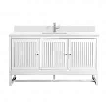 James Martin Vanities E645-V60S-GW-1WZ - Athens 60'' Single Vanity, Glossy White w/ Single Hole 3 CM White Zeus Quartz Top &