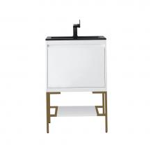 James Martin Vanities 801V23.6GWRGDCHB - Milan 23.6'' Single Vanity Cabinet, Glossy White, Radiant Gold w/Charcoal Black Composit