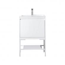 James Martin Vanities 801V23.6GWGWGW - Milan 23.6'' Single Vanity Cabinet, Glossy White, Glossy White w/Glossy White Composite