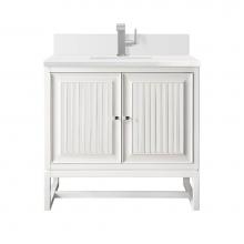 James Martin Vanities E645-V30-GW-1WZ - Athens 30'' Single Vanity, Glossy White w/ Single Hole 3 CM White Zeus Quartz Top &