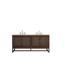 James Martin Vanities E645-V72-MCA-3EMR - Athens 72'' Double Vanity Cabinet, Mid Century Acacia, w/ 3 CM Eternal Marfil Top