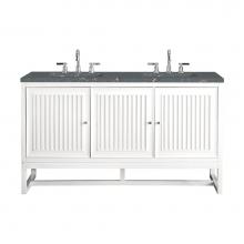 James Martin Vanities E645-V60D-GW-3PBL - Athens 60'' Double Vanity, Glossy White w/ 3 CM Parisien Bleu Quartz Top