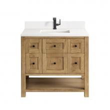 James Martin Vanities 330-V36-LNO-1WZ - Breckenridge 36'' Single Vanity, Light Natural Oak w/ Single Hole 3 CM White Zeus Top &a