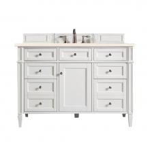 James Martin Vanities 650-V48-BW-3EMR - Brittany 48'' Bright White Single Vanity w/ 3 CM Eternal Marfil Quartz Top