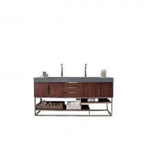 James Martin Vanities 388-V72D-CFO-BN-DGG - Columbia 72'' Double Vanity, Coffee Oak w/ Dusk Grey Glossy Composite Top